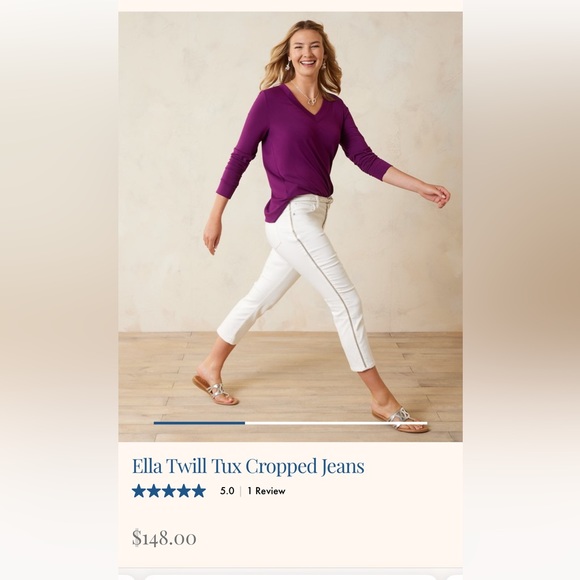 Tommy Bahama Ella Twill Tux Cropped Jeans size 10_ Great Used Condition - Picture 7 of 7